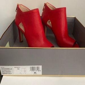 High Heels 👠 Booties! ,size-5 ,Red ,Leather
